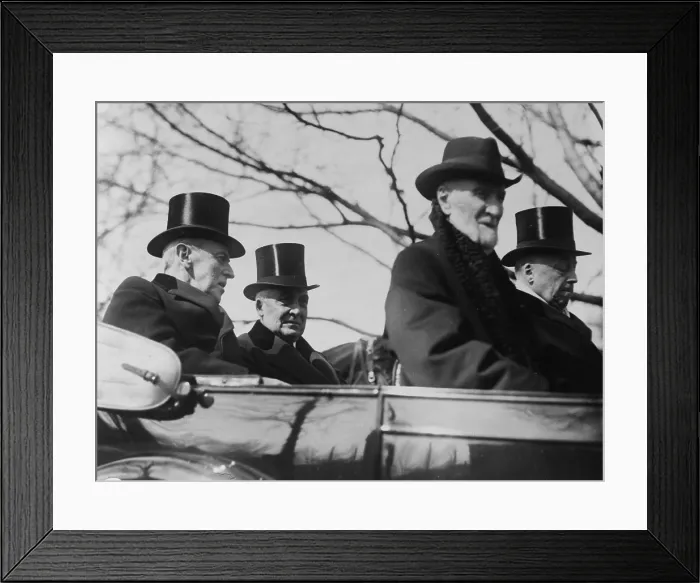 Framed Print : Incoming President Warren G. Harding (1865-1923) riding in open convertible to his inauguration with Presidential Woodrow Wilson (1856-1924), March 4, 1921