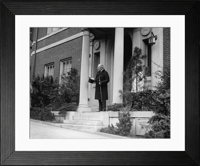 Framed Print : Ex-President Woodrow Wilson (1856-1924) standing on the porch of his Washington DC home on April 28, 1922
