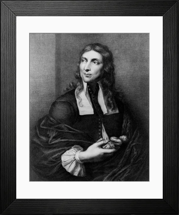 Framed Print : Salvator Rosa (1615-1673) Italian painter from Naples painted dramatic landscapes, seascapes, and battle scenes. Engraving from a ca. 1655 self-portrait