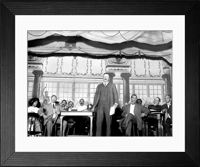 Framed Print : Theodore Roosevelt speaking at National Negro Business League in 1910. Seated to his left is Booker T. Washington, noted African American leader Framed Print : Theodore Roosevelt speaking at National Negro Business League in 1910. Seated to his left is Booker T. Washington, noted African American leader