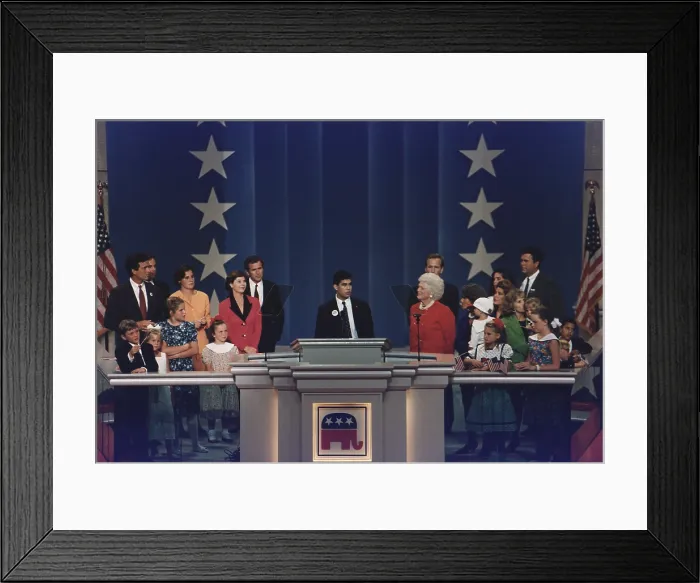 Framed Print : 16 year old George P. Bush son of Jeb Bush and his Hispanic wife Columba speaks about his grandfather President George H.W. Bush at the 1992 Republic Convention Framed Print : 16 year old George P. Bush son of Jeb Bush and his Hispanic wife Columba speaks about his grandfather President George H.W. Bush at the 1992 Republic Convention