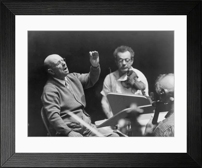 Framed Print : Pablo Casals (1876-1973), virtuoso cellist conducting musicians in 1960. Casals left Spain after Fascist victory, and ultimately made Puerto Rico his home