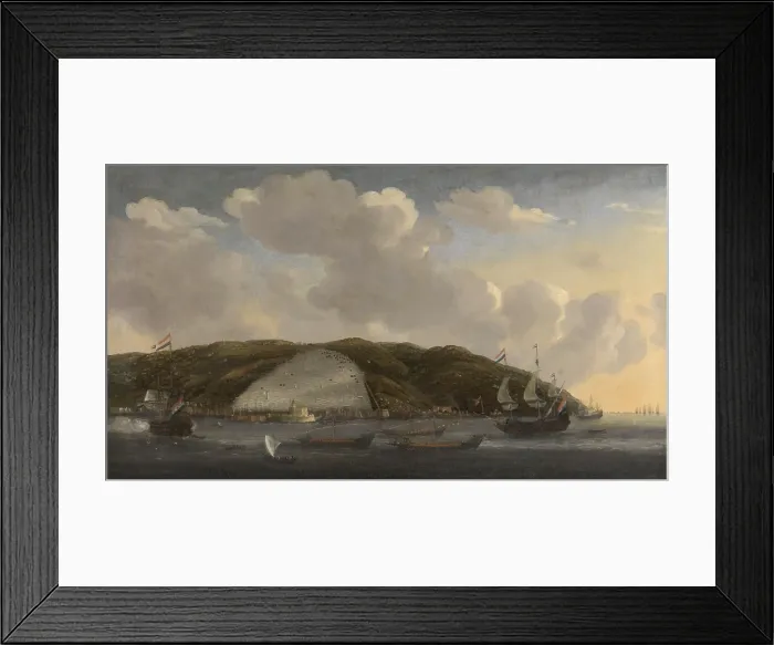 Framed Print : View of Algiers with De Ruyter's Ship De Liefde, 1662, by Reinier Nooms, 1662-68, Dutch painting, oil on canvas