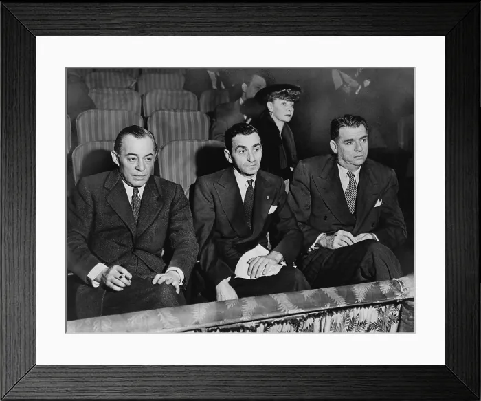 Framed Print : Richard Rodgers, Irving Berlin and Oscar Hammerstein II, seated in back is Helen Tamiris, conduct auditions for musical comedy, TOUCH AND GO (1949), at the St. James Theatre