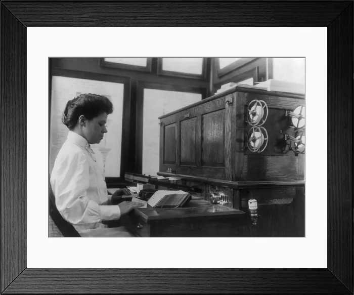 Framed Print : Women working with punch cards at an early tabulating machine at the U.S. Census Bureau, ca. 1908 Framed Print : Women working with punch cards at an early tabulating machine at the U.S. Census Bureau, ca. 1908