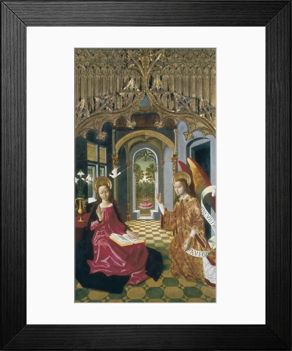 Framed Print : SEU D URGELLMaster of (12th century). The Annunciation. ca. 1490. The work probably formed part of the same altarpiece as the Saint Jerome. Tempera on wood. SPAIN. Barcelona