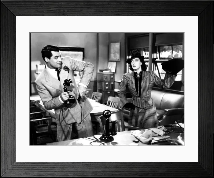 Framed Print : HIS GIRL FRIDAY, Cary Grant, Rosalind Russell, 1940