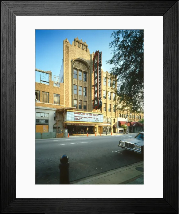 Framed Print : Exterior of the Alabama Theatre, marquee reads: Showplace of the South, Birmingham, Alabama, erected in 1927, photograph circa 1990s