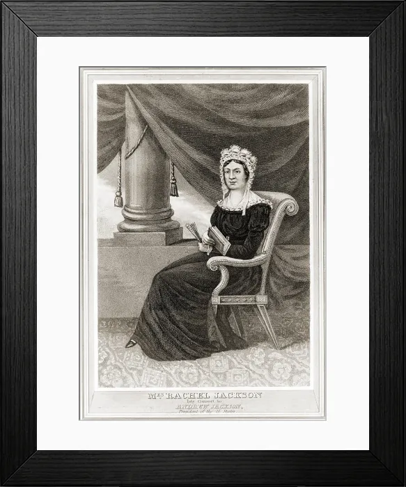 Framed Print : Posthumous popular print of Rachel Jackson wife of President Andrew Jackson who died shortly after he was elected President