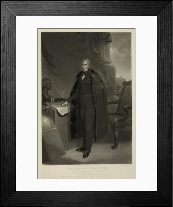 Framed Print : William Henry Harrison--Late President of the United States. Mezzotint portrait of the shortest serving president of the US Framed Print : William Henry Harrison--Late President of the United States. Mezzotint portrait of the shortest serving president of the US