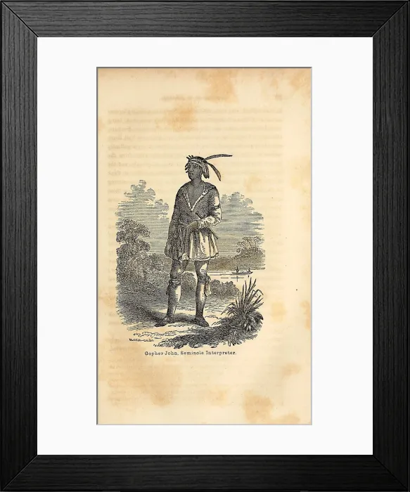 Framed Print : John Horse was born in 1812 in Florida of a Black mother and an Indian father. He fought against the US during the Second Seminole War and later served as a U.S