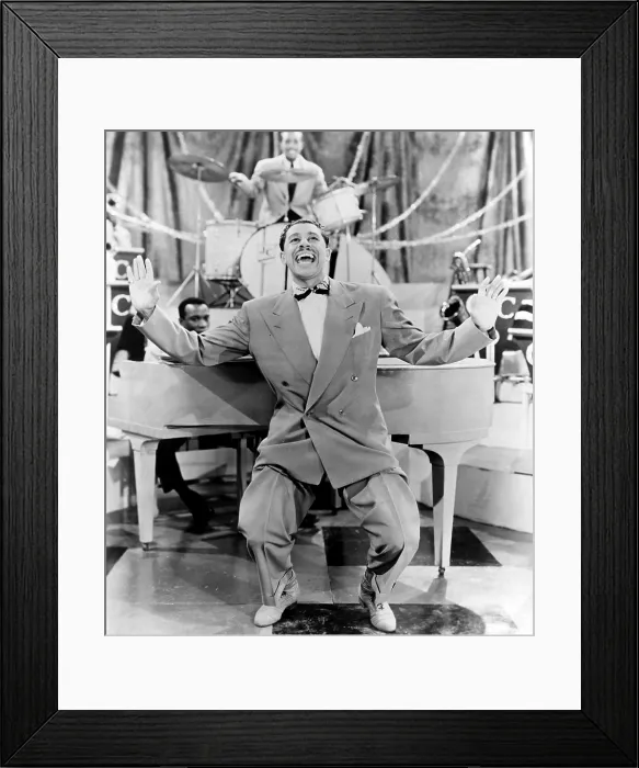 Framed Print : Cab Calloway (1907-1994), flamboyant African America bandleader and singer with his orchestra, 1957