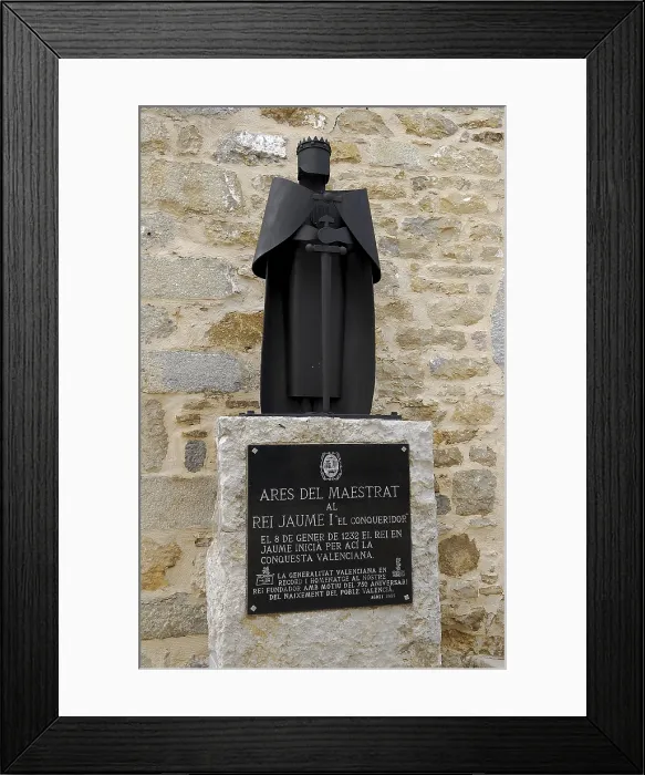 Framed Print : SPAIN. VALENCIA. CASTELLON. Ares del Maestre. Statue to James I. Sculpture on bronze; Architecture. AISA / Everett Collection - Image has fine art copyright