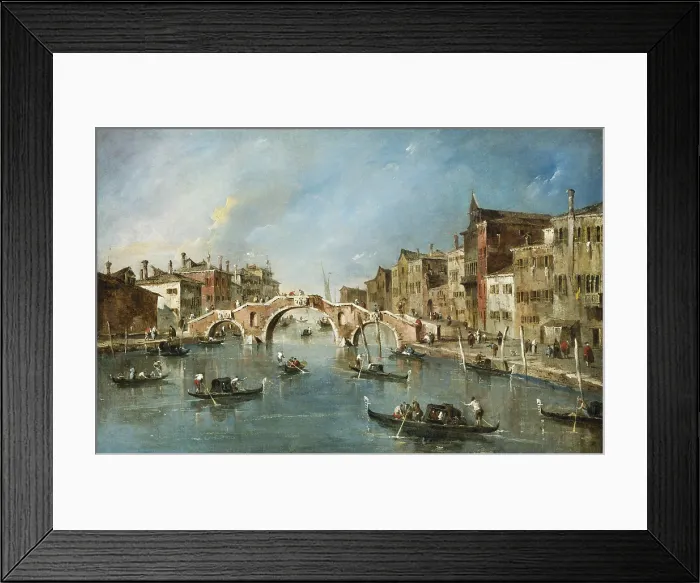 Framed Print : View on the Cannaregio Canal, Venice, by Francesco Guardi, c. 1775-80, Italian painting, oil on canvas