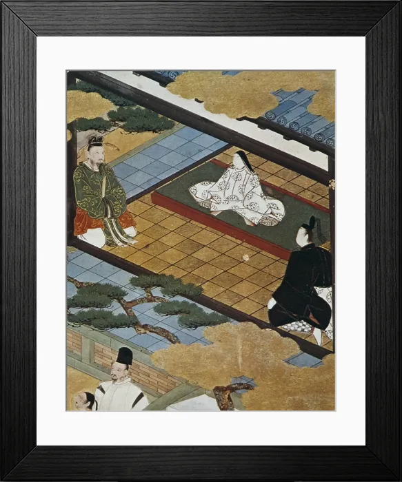 Framed Print : Minaiture of the Genji Monogatari, stories of 11th c. attributed to Murasaki Shikibu. Japanese art. Miniature Painting. - J Framed Print : Minaiture of the Genji Monogatari, stories of 11th c. attributed to Murasaki Shikibu. Japanese art. Miniature Painting. - J