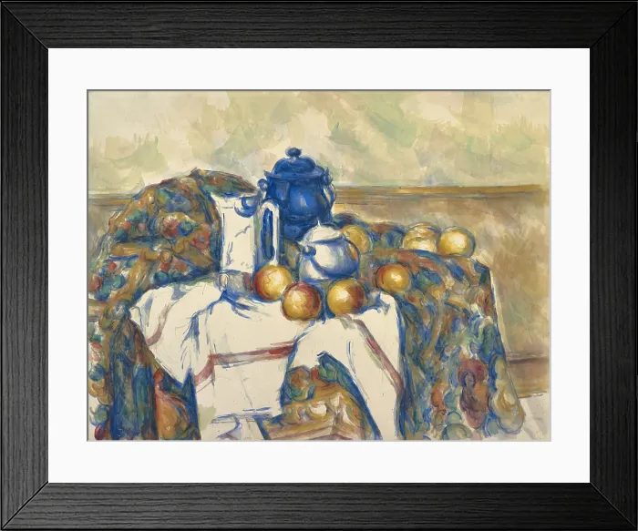Framed Print : Still Life with Blue Pot, French, by Paul Cezanne, 1900-06, French Post-Impressionist painting, watercolor and graphite