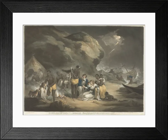 Framed Print : African Hospitality, by John Raphael Smith, after George Morland, 1762-12, British print Framed Print : African Hospitality, by John Raphael Smith, after George Morland, 1762-12, British print