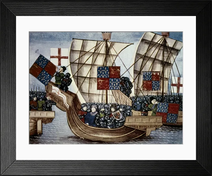 Framed Print : Hundred Years War. English troops boarding. ITALY. Turin. National Library of the Turin University. - Iberfoto / Everett Collection (187652)**US SALES ONLY** Framed Print : Hundred Years War. English troops boarding. ITALY. Turin. National Library of the Turin University. - Iberfoto / Everett Collection (187652)**US SALES ONLY**
