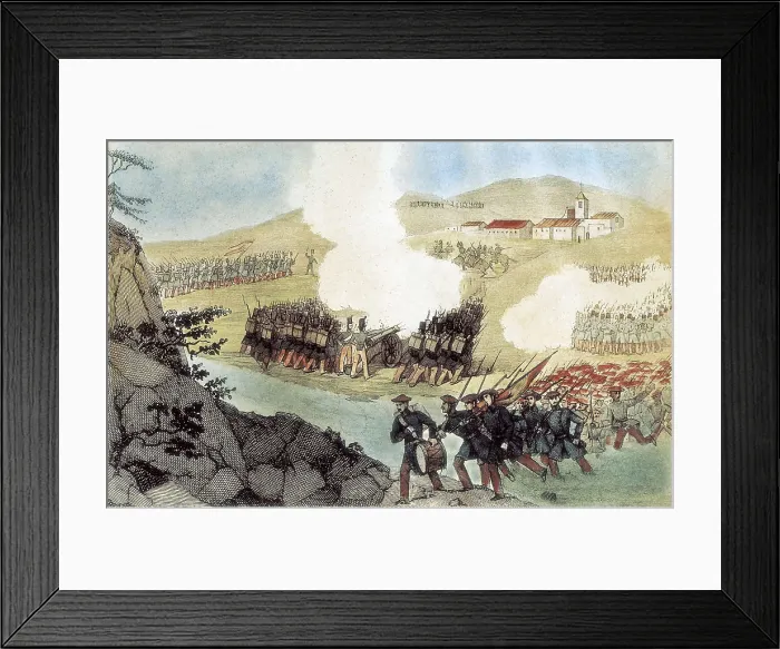 Framed Print : Spain. First Carlist War. Action of Mendigorra (1835). Engraving by Manuel Miranda. Engraving. SPAIN. Donostia. Military Historical Museum