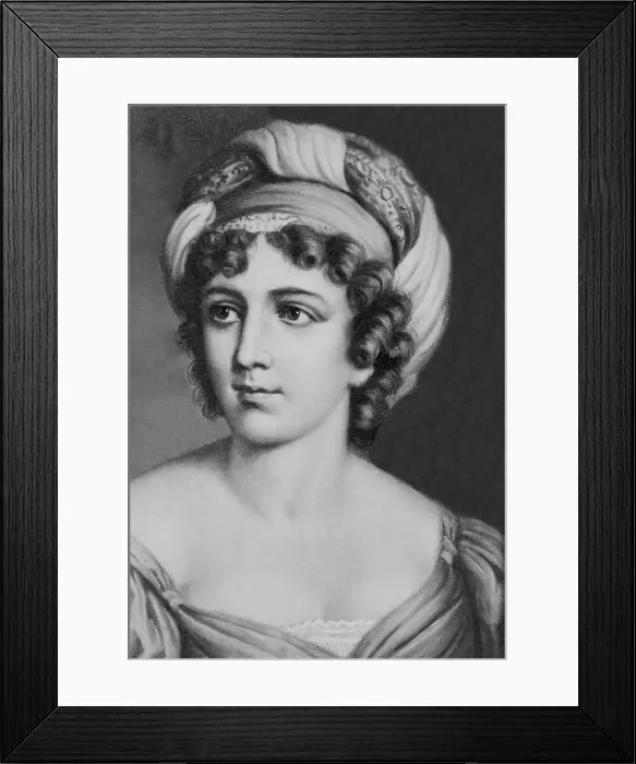 Framed Print : Madame de Stal (1766-1817) a versatile writer, but better know as a catalyst for the emergence of Romanticism through her influential 'Salon.' 1790 portrait Framed Print : Madame de Stal (1766-1817) a versatile writer, but better know as a catalyst for the emergence of Romanticism through her influential 'Salon.' 1790 portrait