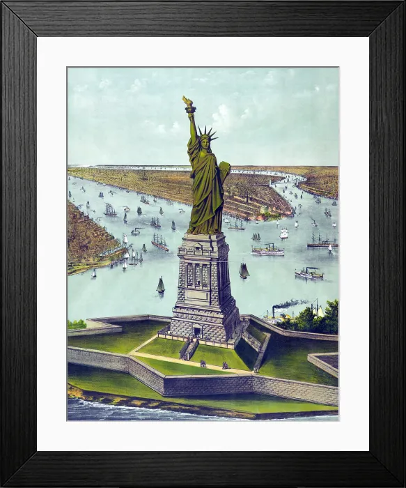 Framed Print : Statue of Liberty. The great Bartholdi statue, liberty enlightening the world: the gift of France to the American people, chromolithograph ca. 1885 Framed Print : Statue of Liberty. The great Bartholdi statue, liberty enlightening the world: the gift of France to the American people, chromolithograph ca. 1885