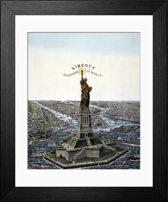 Framed Print : Statue of Liberty. Bartholdi Statue of Liberty, erected on Bedloe's Island, in New York Harbor, chromolithograph ca. 1885 Framed Print : Statue of Liberty. Bartholdi Statue of Liberty, erected on Bedloe's Island, in New York Harbor, chromolithograph ca. 1885