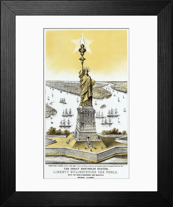 Framed Print : Statue of Liberty. The great Bartholdi statue, Liberty enlightening the world with the world renowned and beautiful Star Lamp