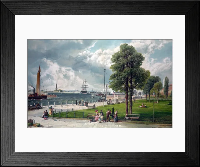 Framed Print : Castle Garden, New York, showing Bartholdi's Statue of Liberty. chromolithograph ca. 1887 Framed Print : Castle Garden, New York, showing Bartholdi's Statue of Liberty. chromolithograph ca. 1887