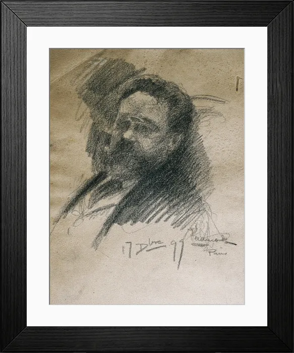 Framed Print : ALBENIZ, Isaac (1860-1909). Spanish pianist and composer. Portrait of Isaac Albeniz when he was 39 years-old. Drawing. SPAIN. Madrid. Albeniz Foundation. - J