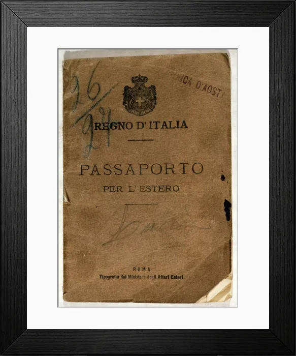 Framed Print : Italian Passport. Italian passport issued to Lucia Forgnone and her son Giuseppe Boggio, who immigrated from Italy to Nevada, 1909 Framed Print : Italian Passport. Italian passport issued to Lucia Forgnone and her son Giuseppe Boggio, who immigrated from Italy to Nevada, 1909