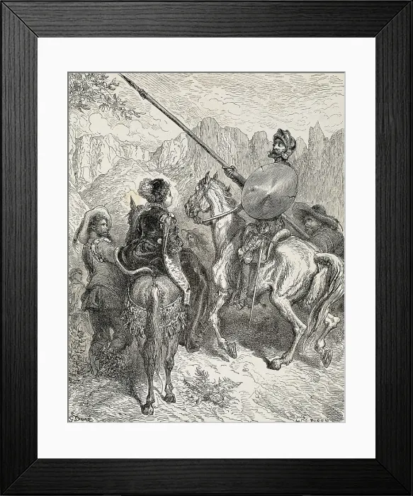Framed Print : Dore, Paul Gustave (1832-1883). Don Quixote and the Princess Micomicona. 1863. Illustration of chapter 29, first part of 'Don Quixote of La Mancha'. Etching. SPAIN