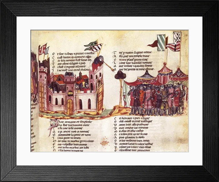 Framed Print : Siege of a city. 14th century. Gothic art. Miniature Painting. ITALY. Venice. Biblioteca nazionale marciana (St. Mark's Library)