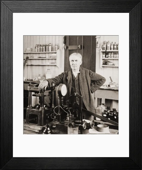 Framed Print : Thomas A. Edison (1847-1931), in his West Orange, New Jersey, laboratory, ca. 1901 Framed Print : Thomas A. Edison (1847-1931), in his West Orange, New Jersey, laboratory, ca. 1901