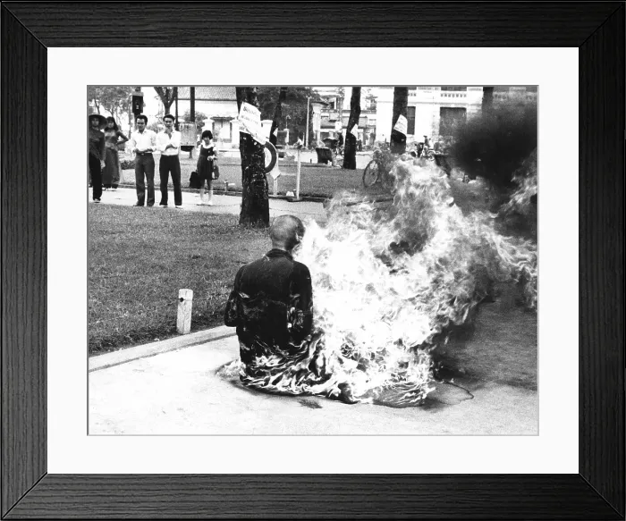 Framed Print : A young Buddhist monk burned himself to death in Saigon's Market Square, to protest the government's religious policies. 1963. Courtesy: CSU Archives  /  Everett Collection