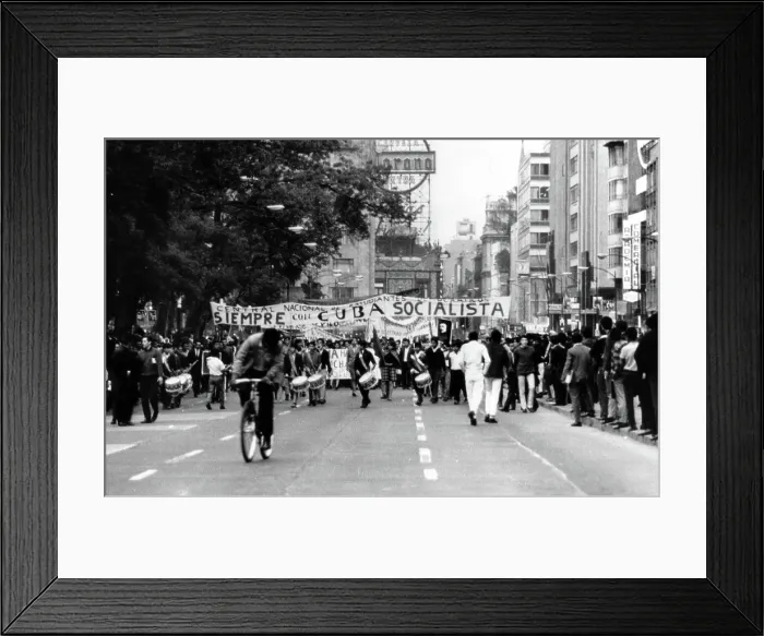 Framed Print : Mexico City: Leftist student and communist sympathizers begin a march towards downtown Mexico City to commemorate Fidel Castro's rise to power in Cuba Framed Print : Mexico City: Leftist student and communist sympathizers begin a march towards downtown Mexico City to commemorate Fidel Castro's rise to power in Cuba