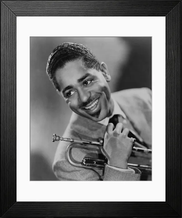 Framed Print : Dizzy Gillespie (1917-1993), African American jazz trumpeter. Headshot. 1955 Framed Print : Dizzy Gillespie (1917-1993), African American jazz trumpeter. Headshot. 1955