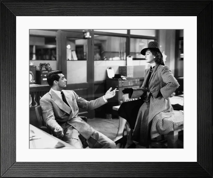 Framed Print : HIS GIRL FRIDAY, Cary Grant, Rosalind Russell, 1940