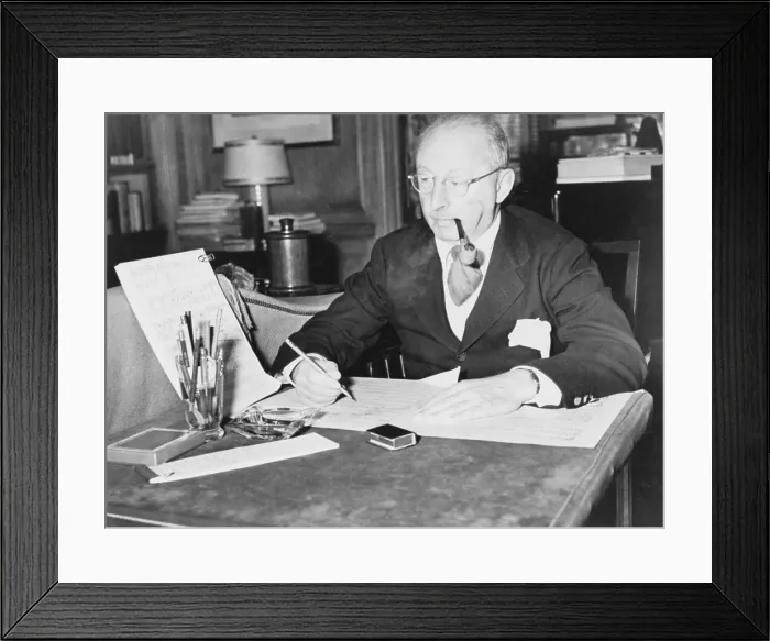 Framed Print : Jerome Kern (1885-1945), at desk with musical scores. He wrote the classic song 'Ol Man River, ' for the Broadway musical SHOW BOAT. 1943 Framed Print : Jerome Kern (1885-1945), at desk with musical scores. He wrote the classic song 'Ol Man River, ' for the Broadway musical SHOW BOAT. 1943