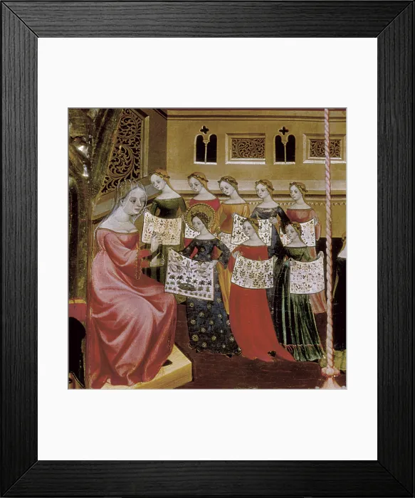 Framed Print : BORRASSALlus (1360-1425). Altarpiece of the Virgin and Saint George. ca. 1395 - 1405. SPAIN. Vilafranca del Peneds. Church of Franciscans. Detail. International gothic