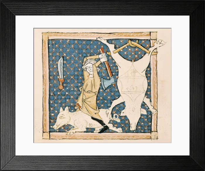 Framed Print : ERMENGAUD OF BEZIERS (13th century). Brviaire d'amour (Breviary of Love). 13th c. The Month of April. Provenal School. Romanesque art. Miniature Painting. SPAIN