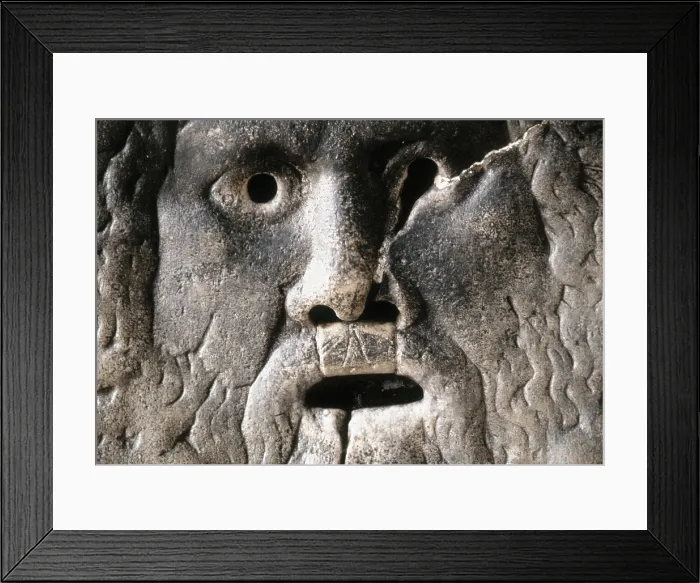 Framed Print : ITALY. LAZIO. Rome. Church of Santa Maria in Cosmedin. Bocca della Verit. Roman sculpture proceeding from the temple of Hercules Victor