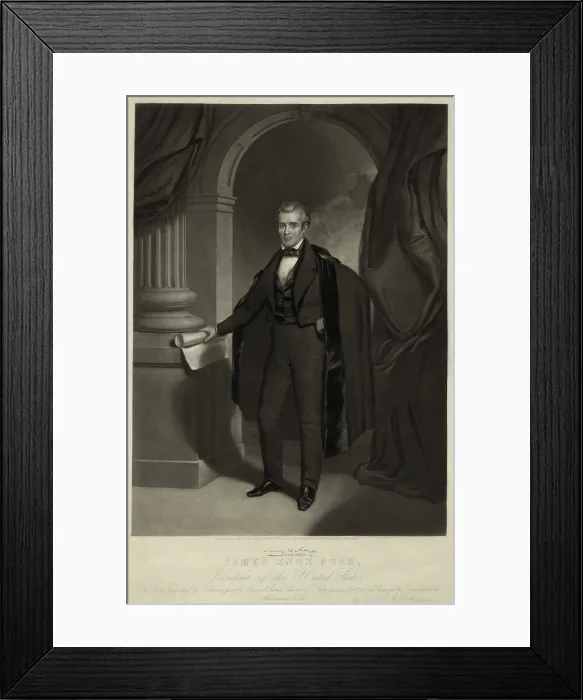 Framed Print : James Polk 1795-1849 President of the United States. Engraving by j. Sartain after a painting by Thomas Sully Framed Print : James Polk 1795-1849 President of the United States. Engraving by j. Sartain after a painting by Thomas Sully