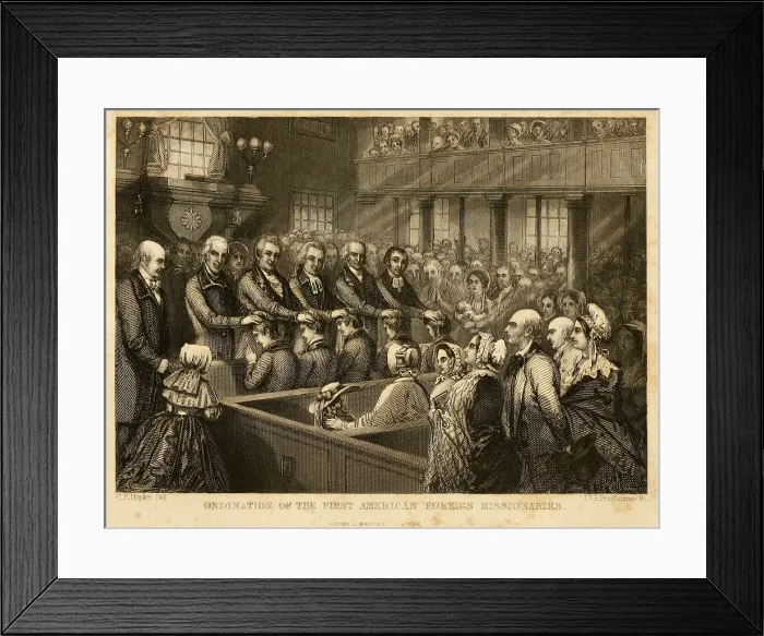 Framed Print : Ordination of the First American Foreign Missionaries at Salem Massachusetts in February 1812