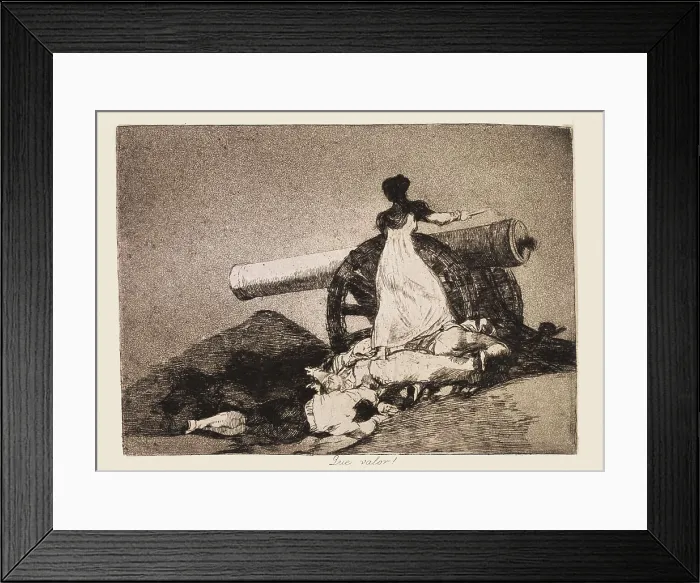 Framed Print : GOYA Y LUCIENTES, Francisco de (1746-1828). What courage! 1810 - 1812. 1810-1812. Plate 7 of 'The Disasters of War'. Etching. SPAIN. Madrid. National Library
