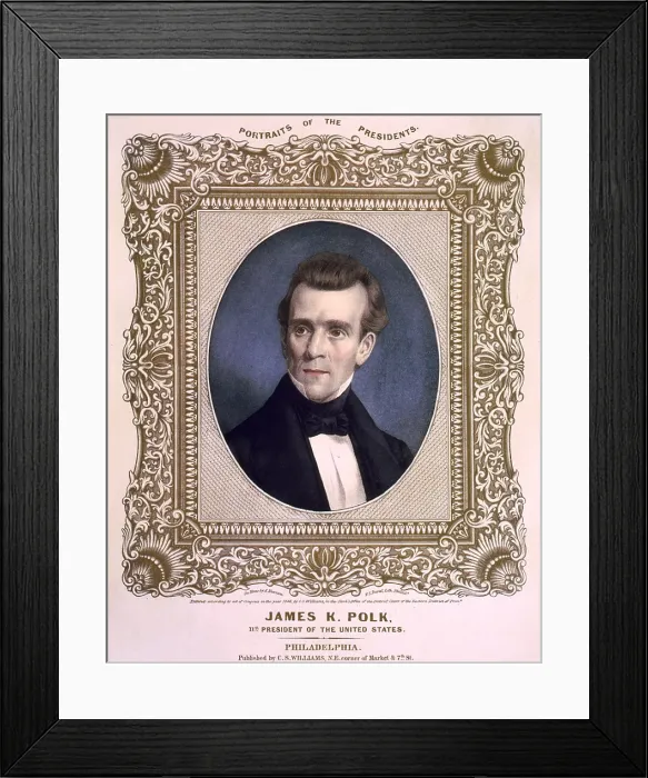 Framed Print : James Polk 1795-1849 President of the United States. Popular lithograph published by C. S. Williams. Ca. 1846