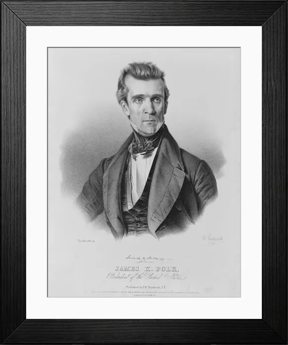 Framed Print : James Polk 1795-1849 President of the United States. Popular lithograph published by Charles Currier Fenderich. 1845 Framed Print : James Polk 1795-1849 President of the United States. Popular lithograph published by Charles Currier Fenderich. 1845