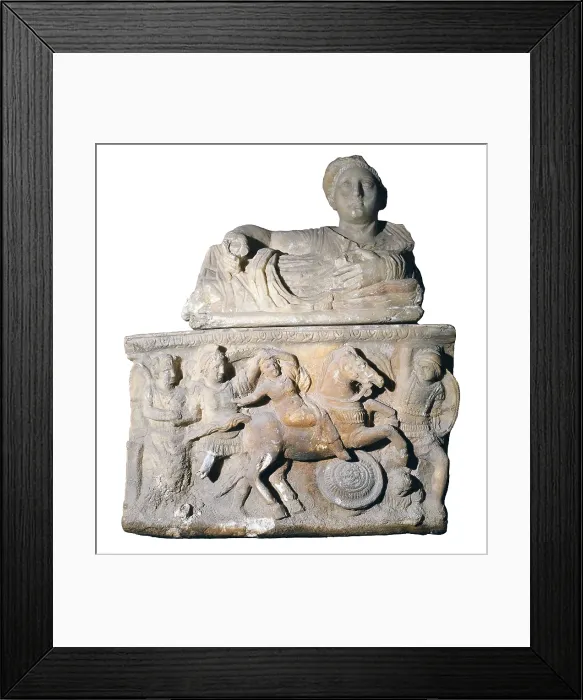 Framed Print : Troilus Death. 3rd BC. Alabaster. Etruscan art. Relief. ITALY. Volterra. Etruscan Museum Guarnacci. AISA / Everett Collection**US SALES ONLY**