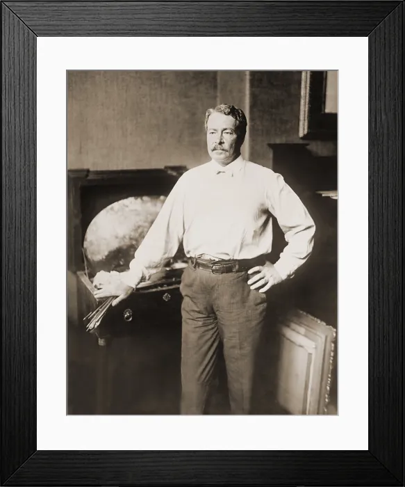 Framed Print : Childe Hassam (1859-1935), American impressionist painter in his studio, ca. 1910