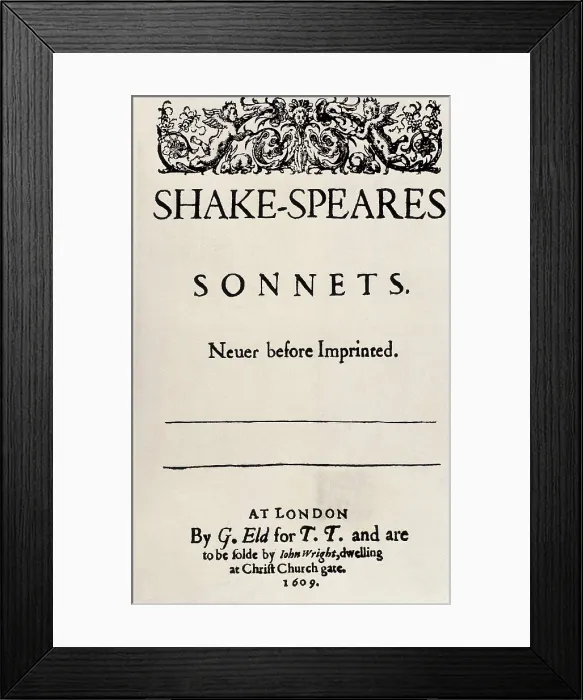 Framed Print : SHAKESPEARE, William (1564-1616). Title page of the first edition of William Shakespeare's 'Sonnets', published in London in 1609. FRANCE. Paris. National Library