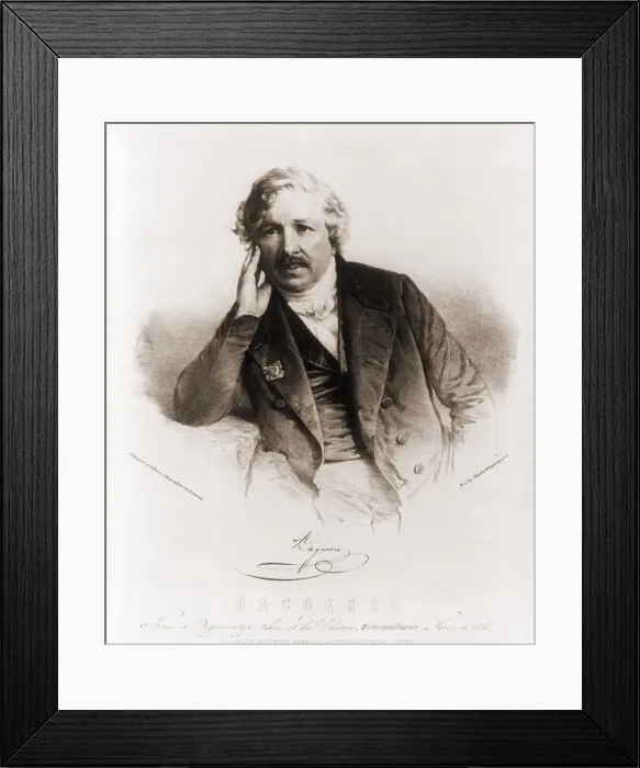 Framed Print : Louis Daguerre (1787-1851), French inventor of the Daguerreotype, the first photographic process in 1839. Ca. 1840 Framed Print : Louis Daguerre (1787-1851), French inventor of the Daguerreotype, the first photographic process in 1839. Ca. 1840
